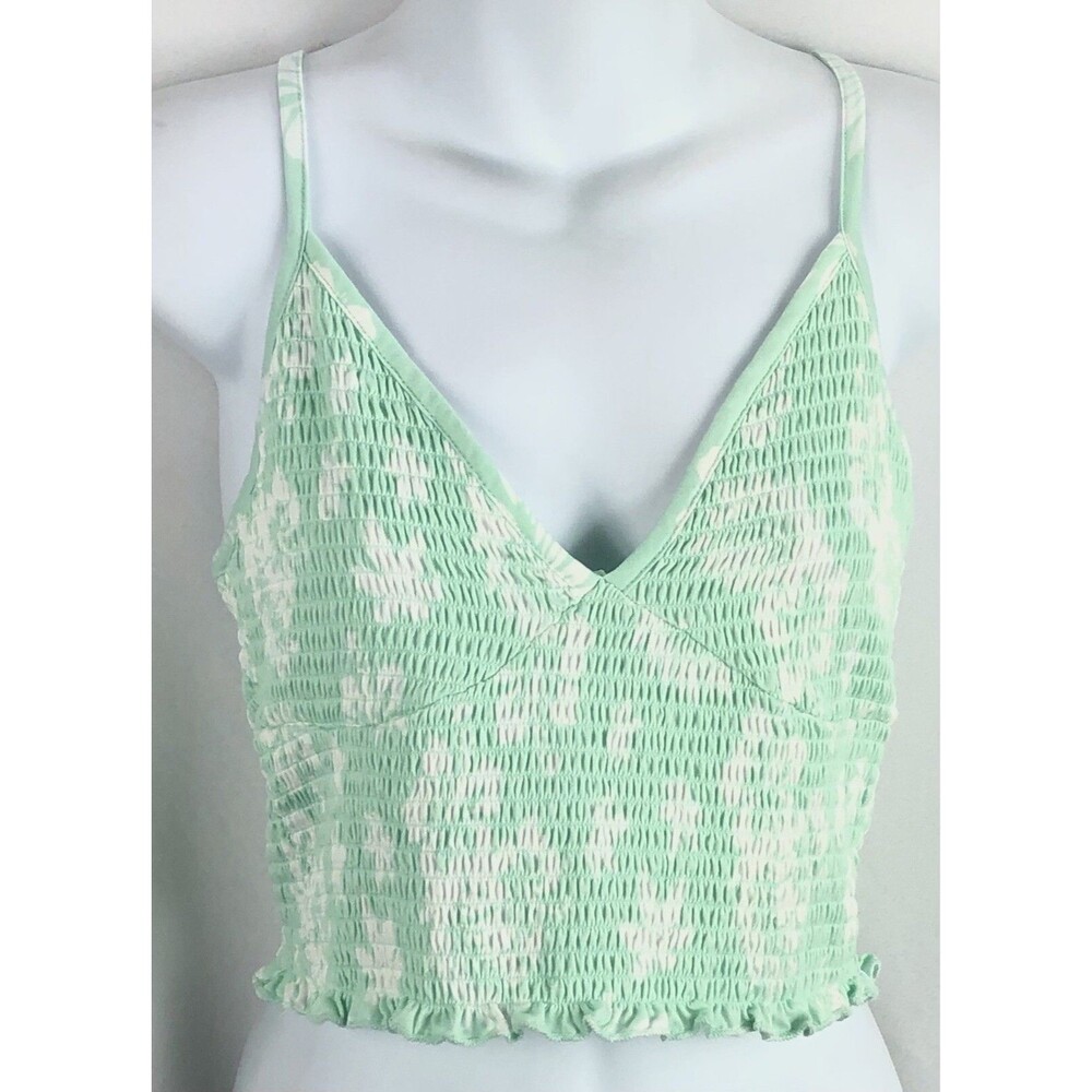 NWT cropped halter tank top XL Jr floral smocked 90s strappy Y2K Coconut Girl